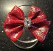 Rouge NL 15 semi-rigide scintillant 5 cms cabochon argent